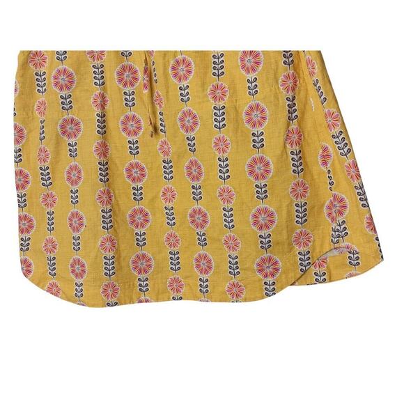 Sunhee Moon Yellow Floral Cotton Skirt with Tie Front | Size 3 | Made in USA - Picture 4 of 12